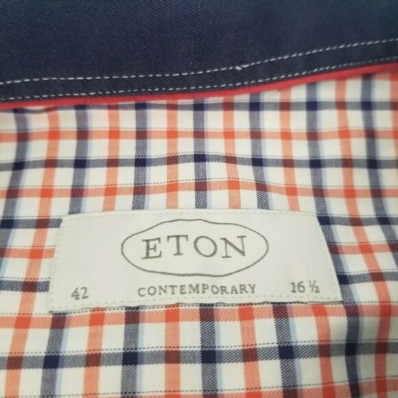 Eton 16 1/2 x 36/37 Multi Color Check Contemporary Fit Dress Shirt - Picture 3 of 5